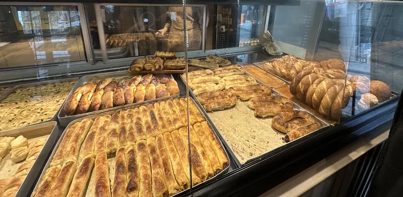 The pite counter at Mama Mantia, full of fresh trays