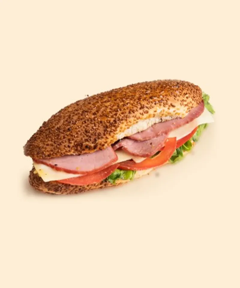 Ham sandwich in sesame bread